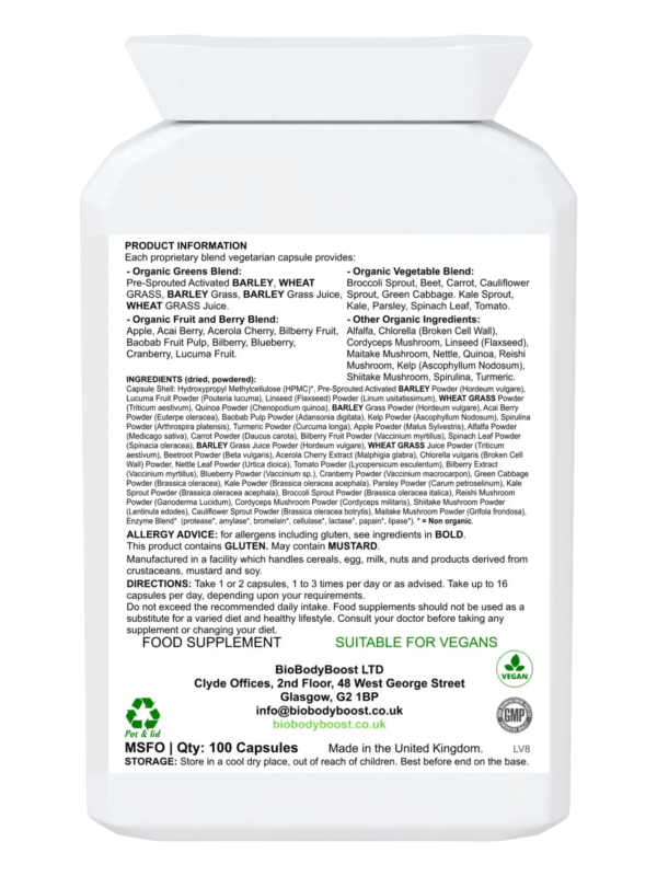 SuperBio Capsules - Vegan Organic Foods Blend