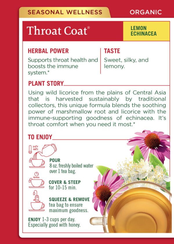 Traditional Medicinals Lemon Echinacea Throat Herb Tea (6x16 Bag)
