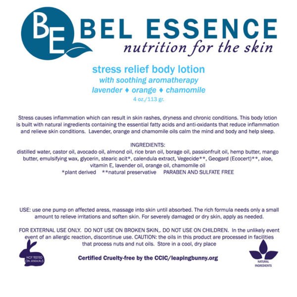 Aromatherapy Stress Relief Body Lotion with Soothing Essential Oils - Moisturizes Skin and Relieves Skin Irritations Caused by Stress - 4 oz